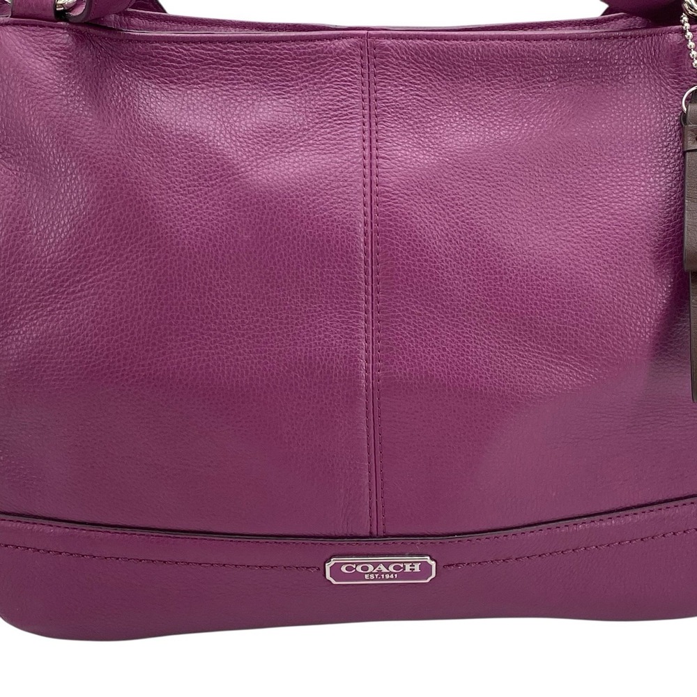 Coach Park Carrie‎ Purple Leather Satchel Tote Shoulder Bag F23284 - Picture 6 of 16